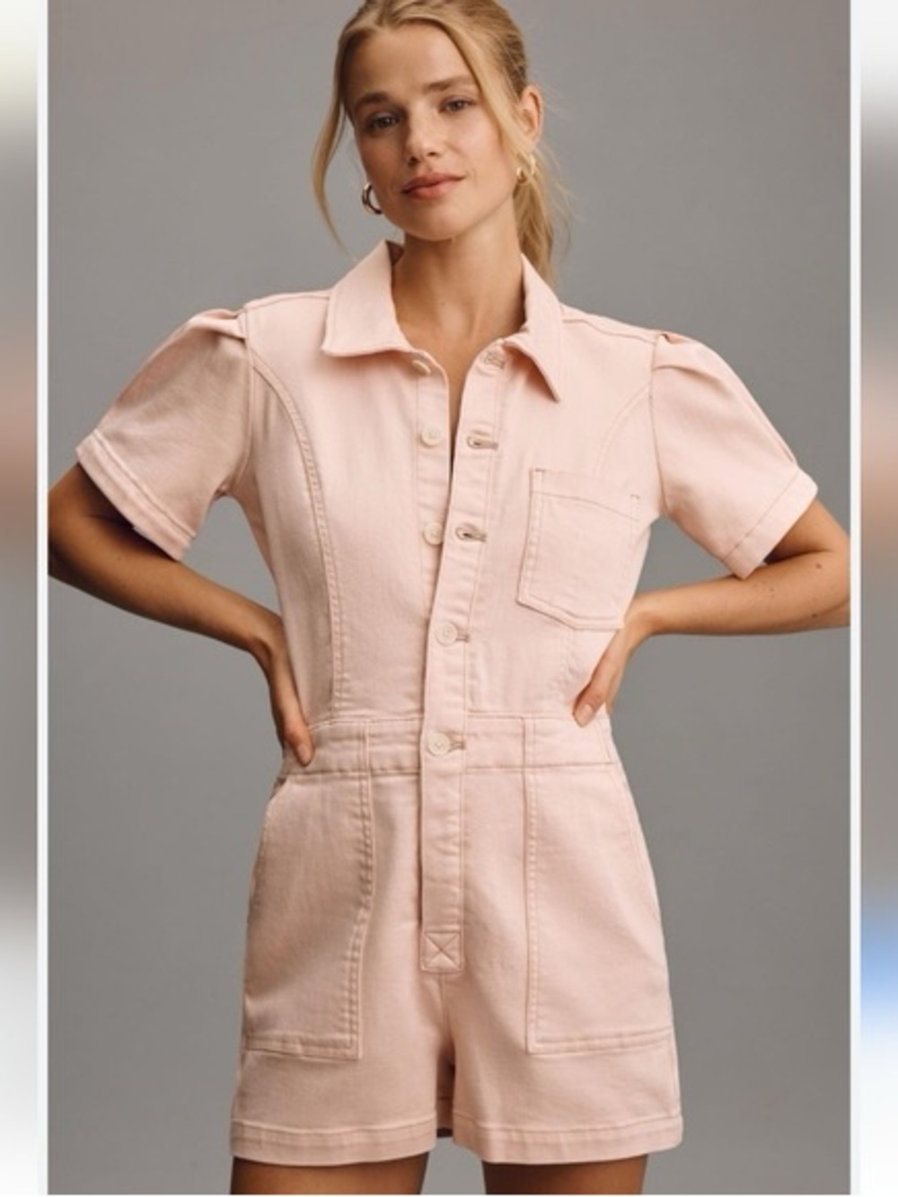 NWT Anthropologie The Kit Utility Romper by Pilcro Size 4